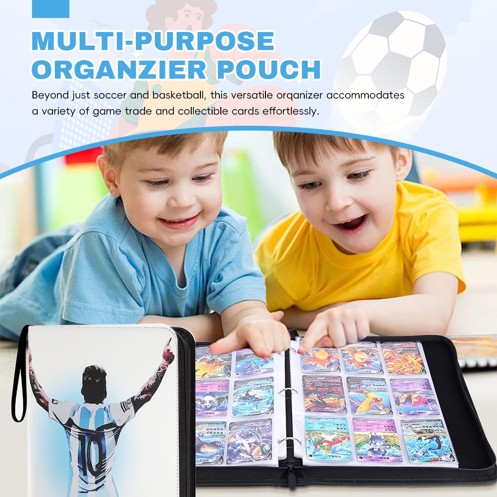 PATPAT Soccer Card Binder for Collectible Game Cards with 720 Pockets and Zipper Closure | Waterproof PU Cover Organizer