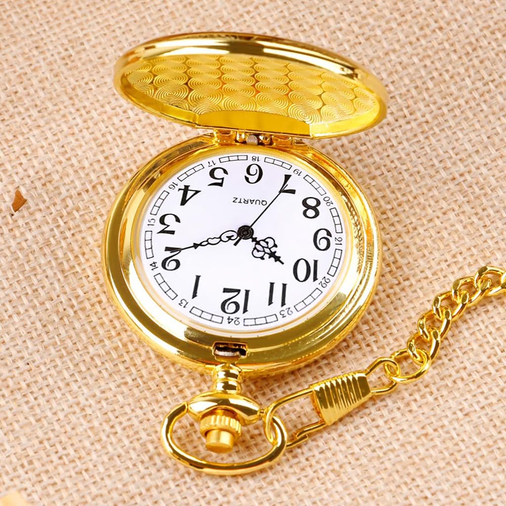 Zibuyu Pocket Watch for Men featuring Roman Numerals and 4.6 cm Dial | Golden Alloy Gift
