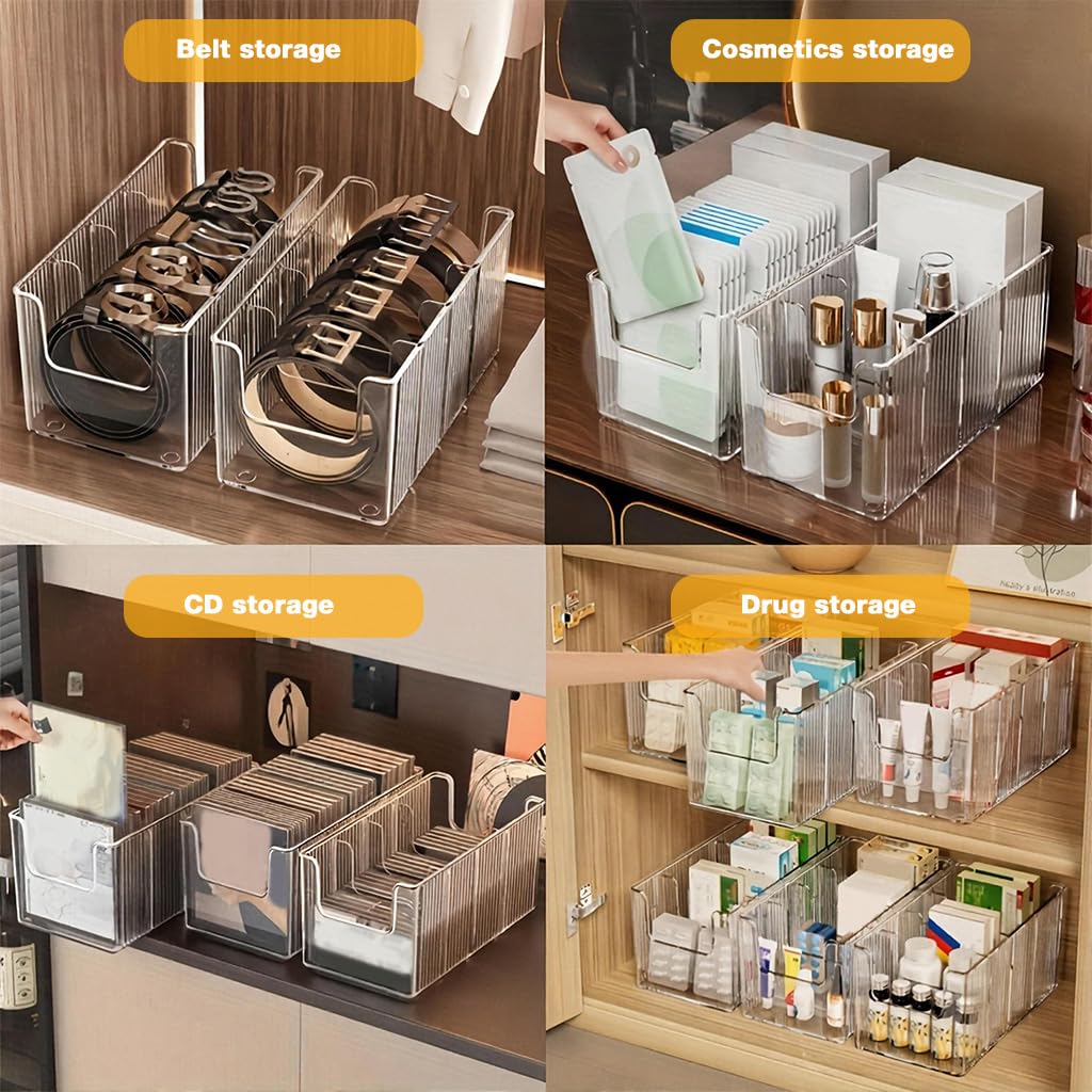 HASTHIP Belts Organizer Case for Wardrobe Storage with Flexible Dividers and Clear PET Boxes 13.5x26x11cm | Pack of 2