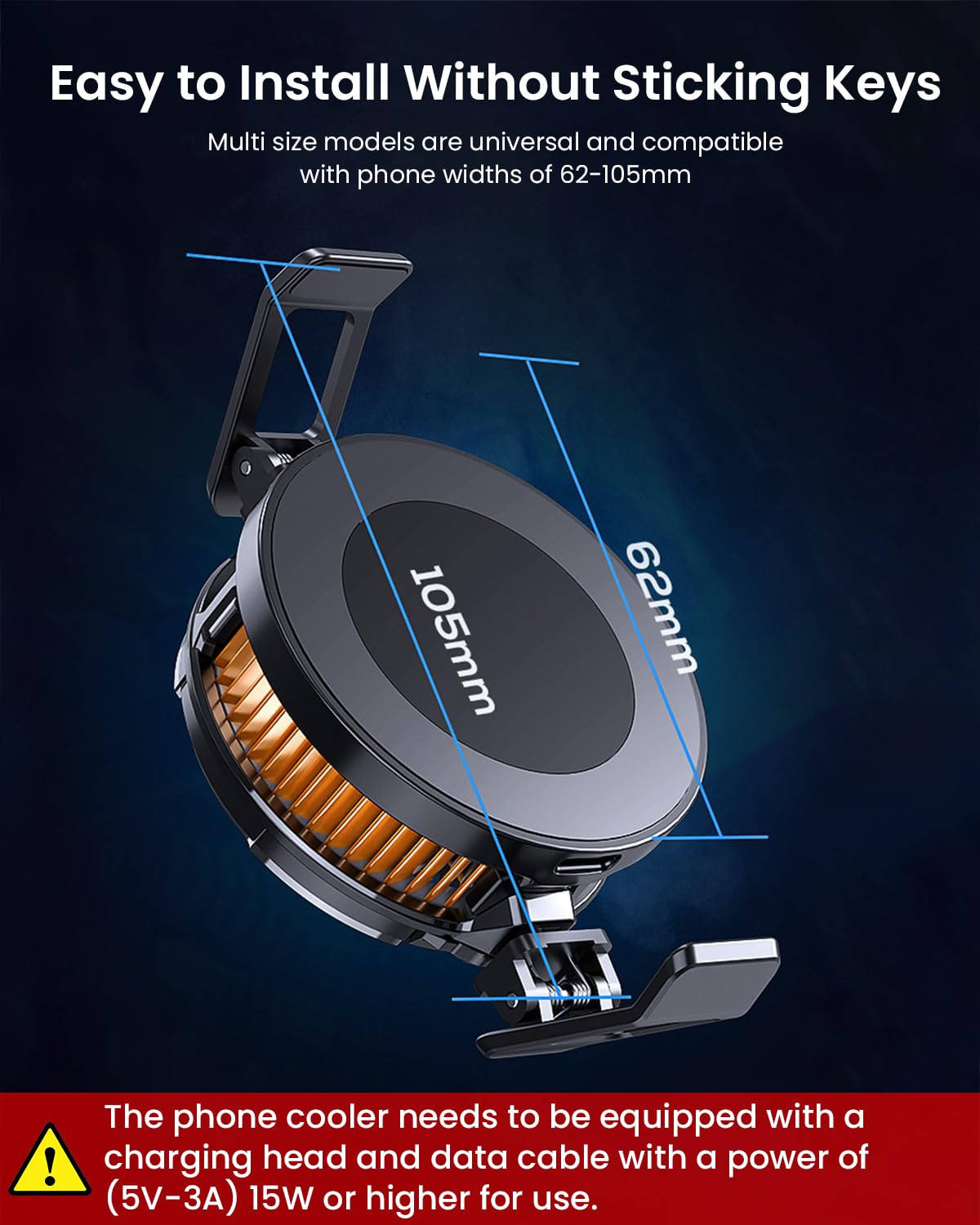 Phone Cooler for Gaming and Live Streaming with Semiconductor Cooling 15W USB Power | Quiet Turbo Fan for iPhone and Android Devices