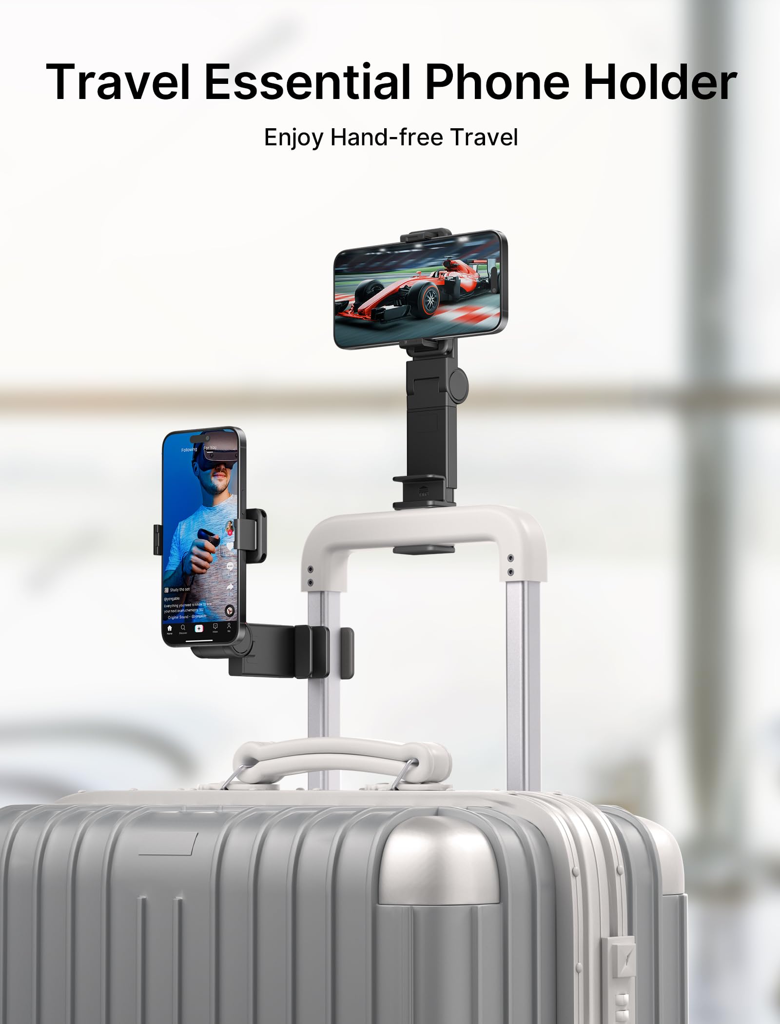 JSAUX Phone Holder for Airplane Travel with 360 Degree Rotation | Handsfree Mount for Desk
