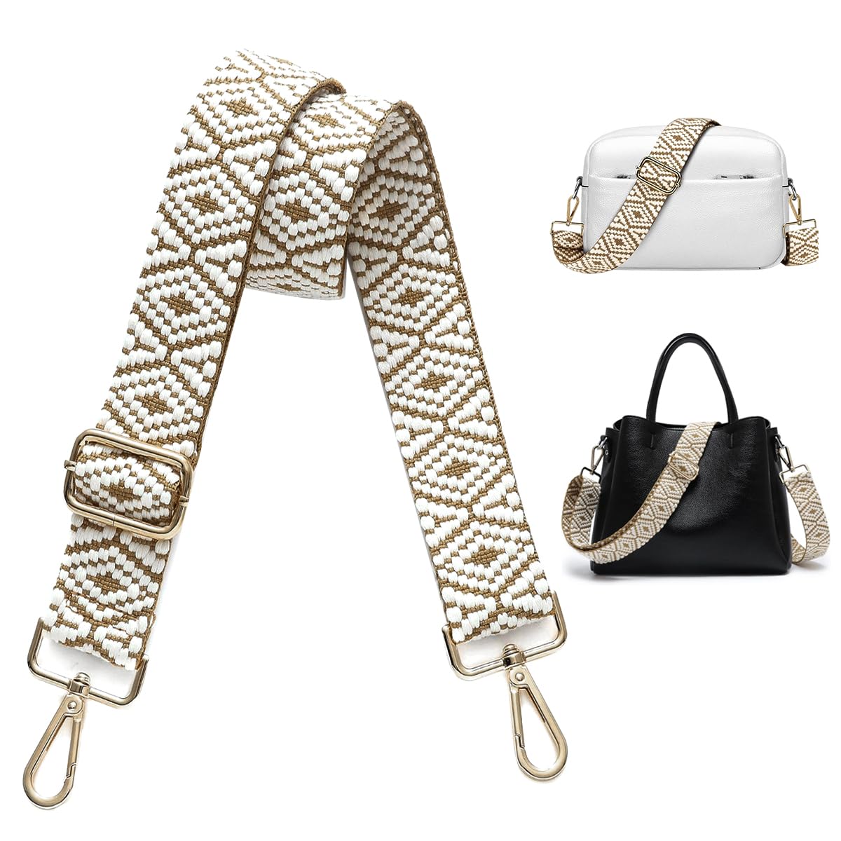 PALAY Purse Crossbody Wide Shoulder Strap for Bags with 3.8cm Width and Adjustable 80–130cm Length | Diamond Embroidered Polyester Design for Women