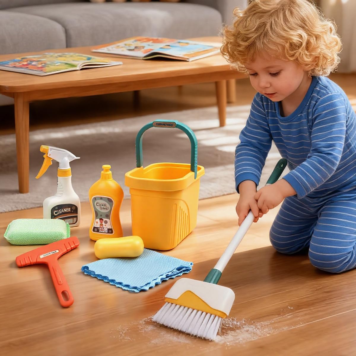 PATPAT Kids Cleaning Tool Set for Pretend Play with 12 Pieces | Educational Toy Kit