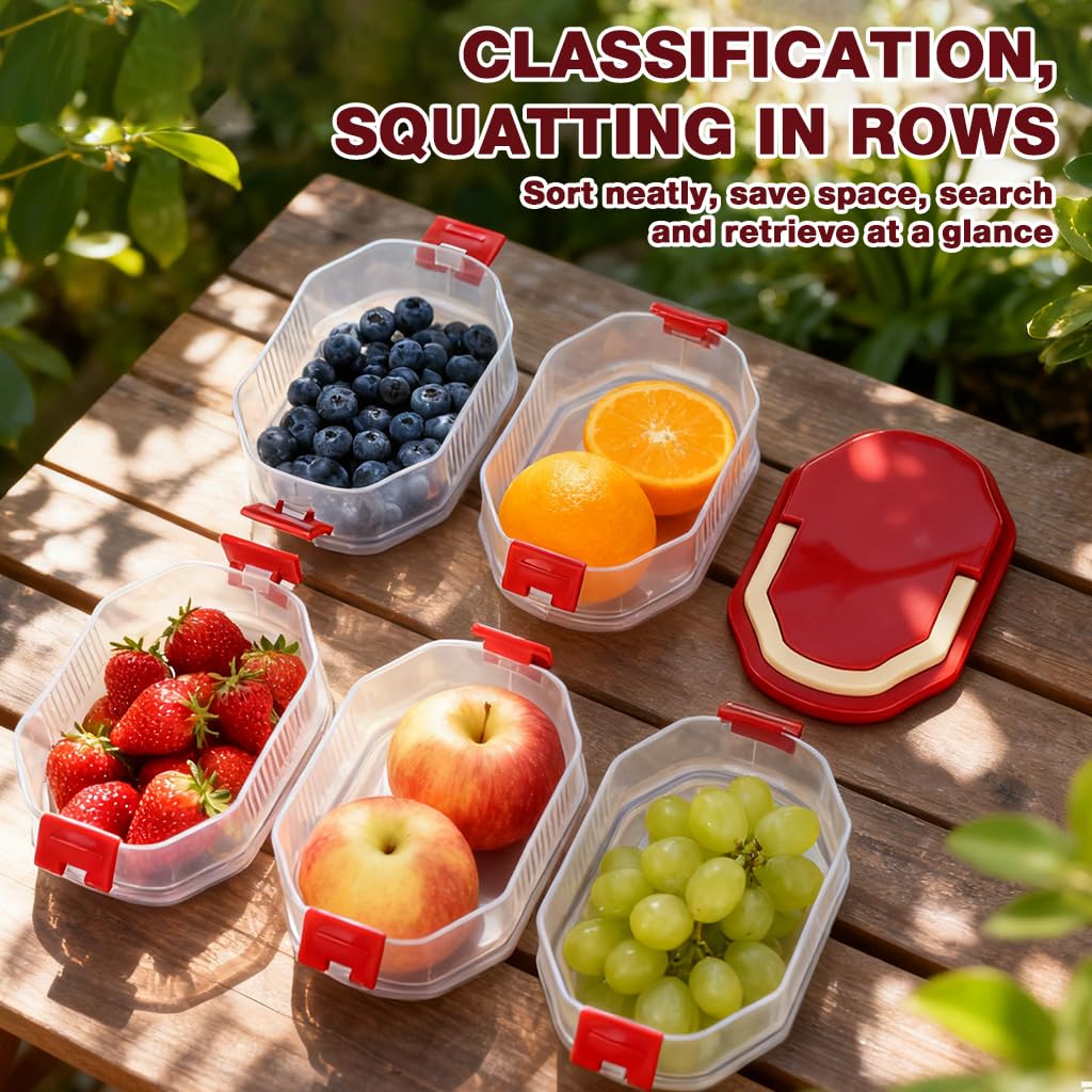 Supvox Stackable Spice Storage Box for Kitchen Organization with Flip Lock Lids and 5 Layer BPA Free Design | Leakproof Freezer Safe Containers