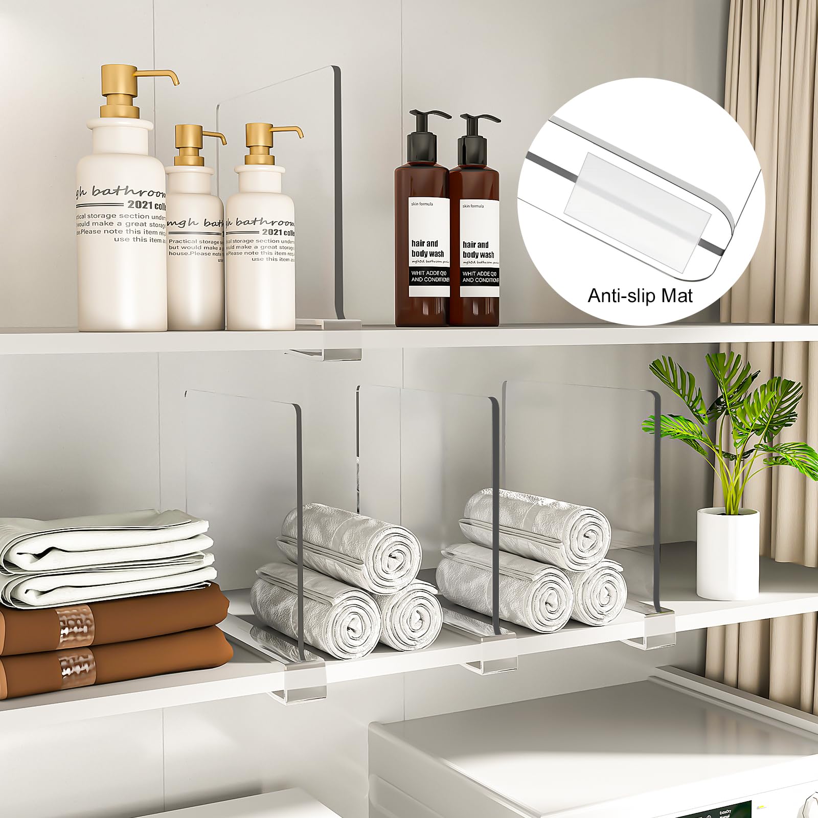 HASTHIP Clear Acrylic Shelf Dividers for Closet Organization 30x24.5cm with Insert-On Design