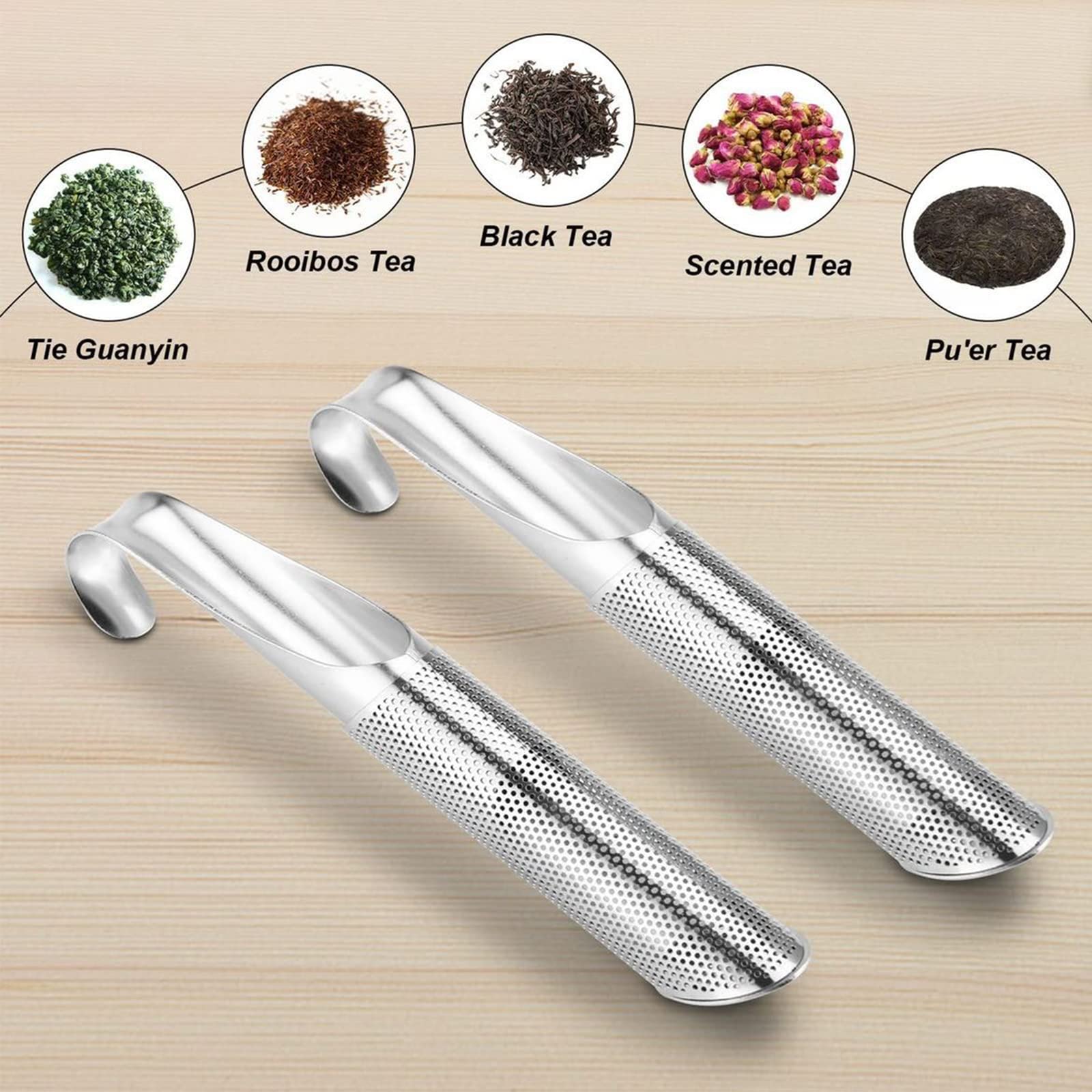 Supvox Tea Infuser for Loose Leaf Tea with 14cm Sliding Lid Design and Hook | 304 Stainless Steel Filter for Cups and Teapots