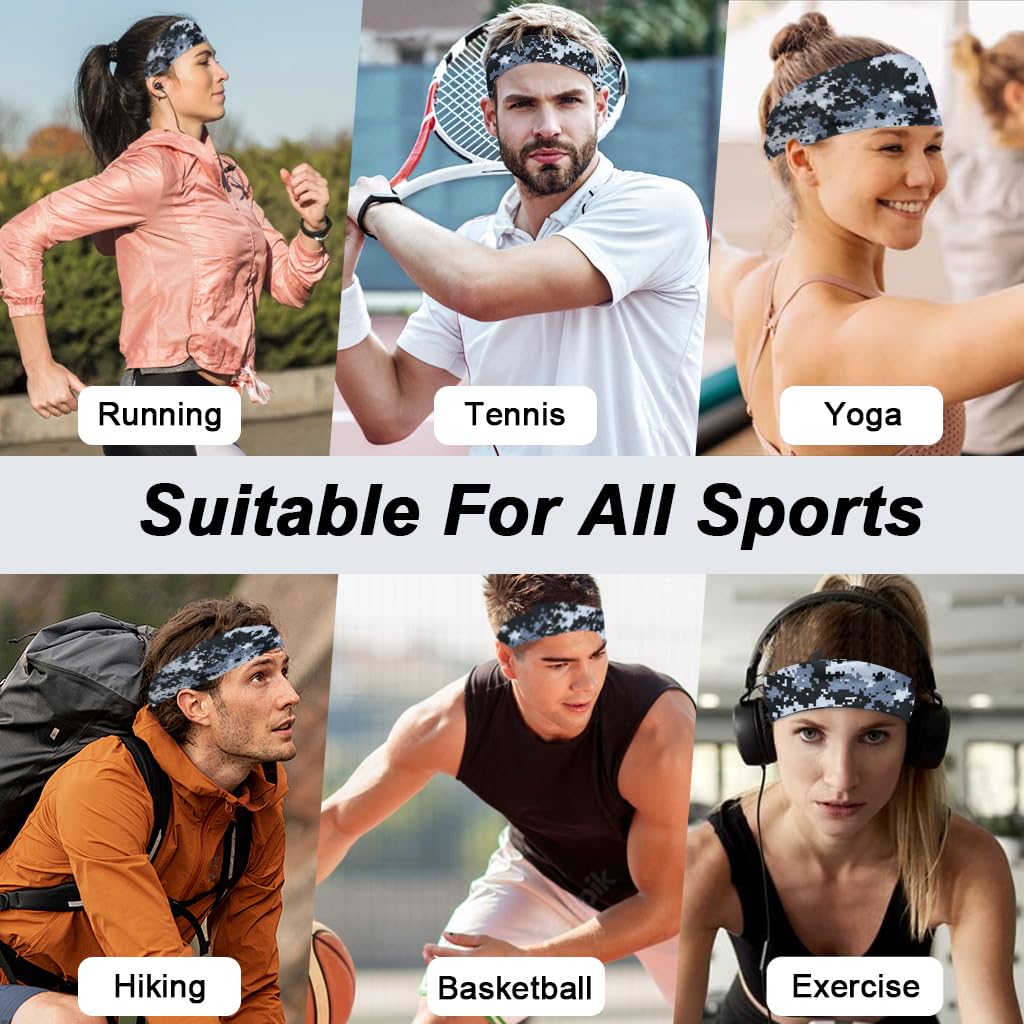 Proberos Headbands for Running Yoga and Cycling with Non Slip Sweat Wicking Fit | Black and White