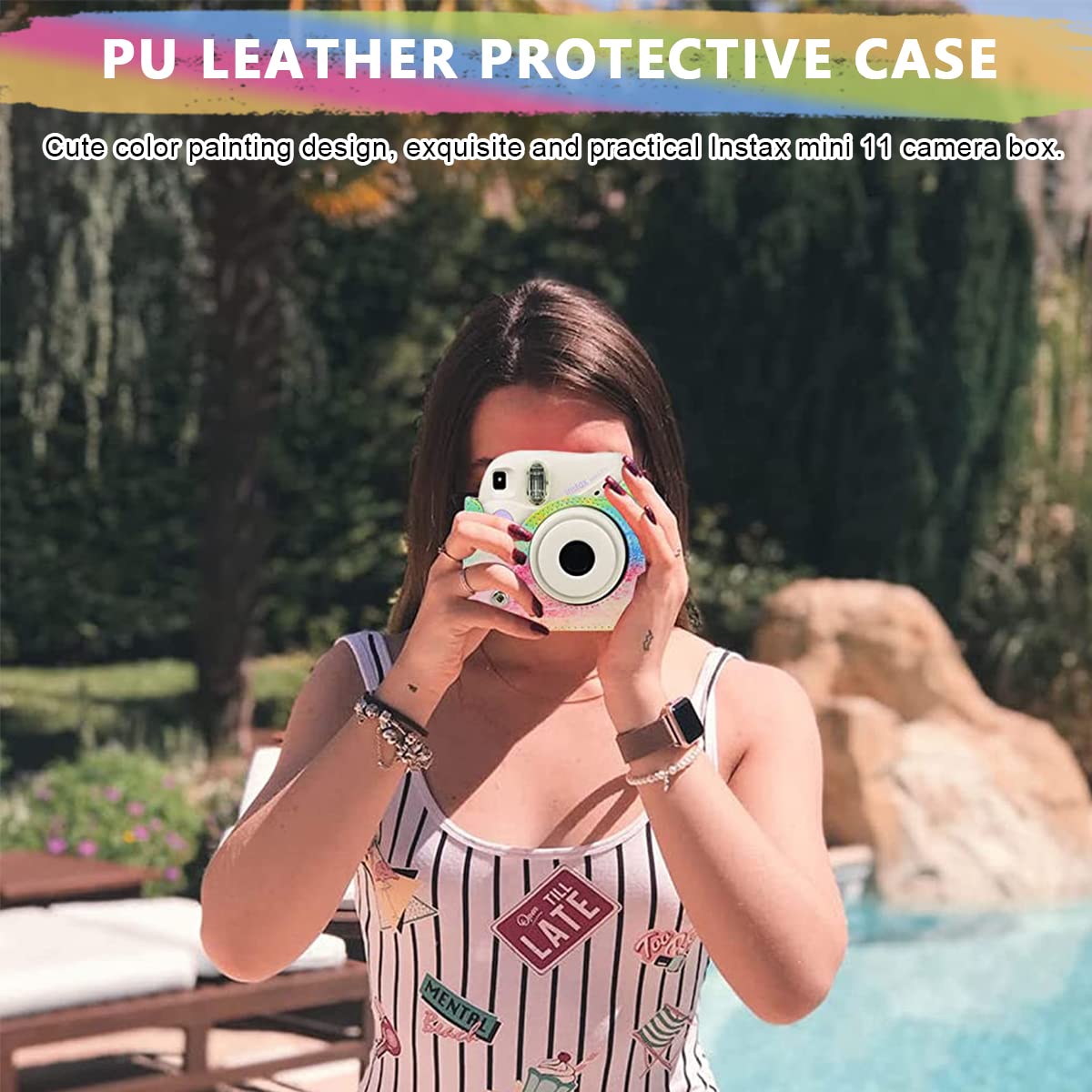 Zeitel Mini 11 Camera Case for Fujifilm Instant Film with Detachable Top Cover | PU Leather Bag with Adjustable Shoulder Strap