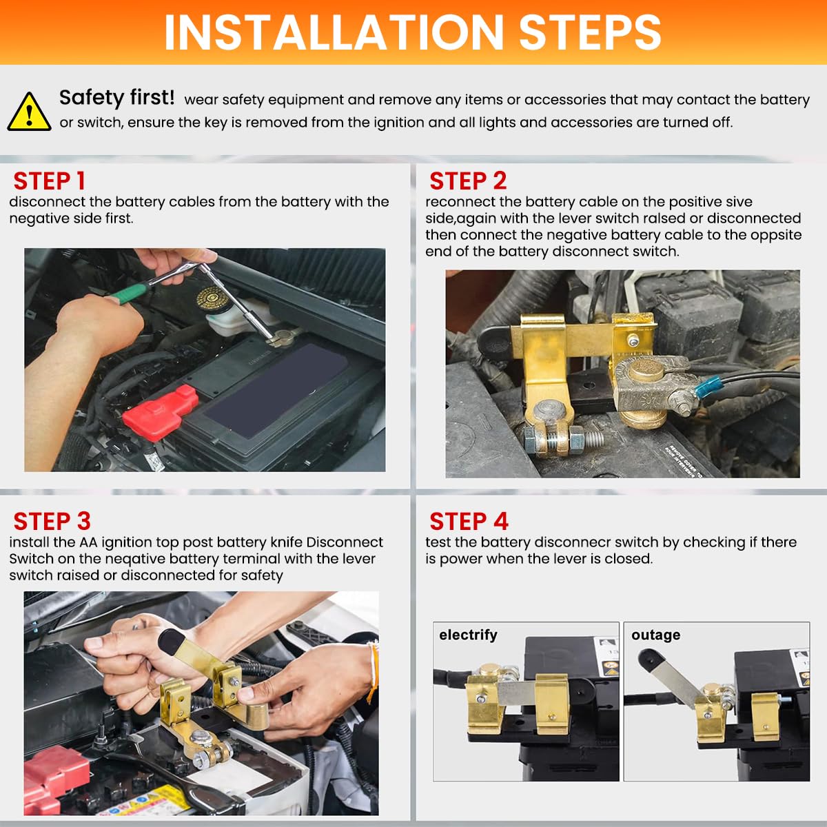 STHIRA Car Battery Cut Off Switch for 12V and 24V Systems featuring Reliable Anti Theft Safety | 3PCS