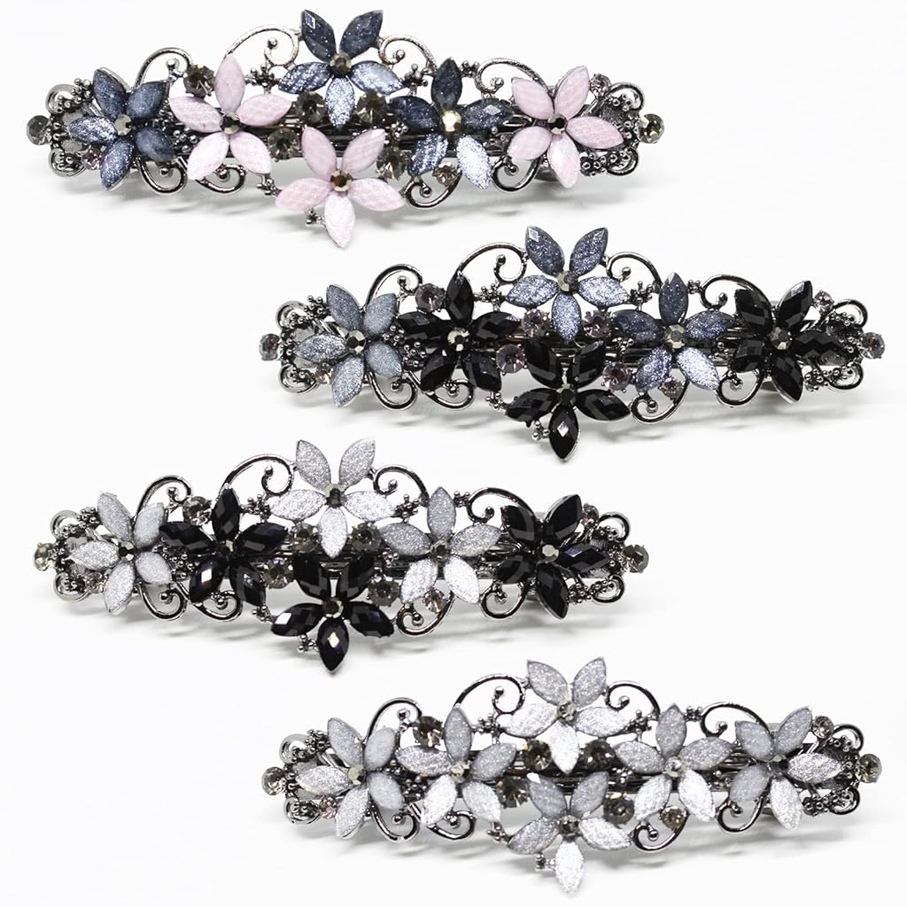 MAYCREATE® Elegant Sparkly Glitter Rhinestones Flowers Hairpins, Vintage French Style Hair Barrettes Clips Accessoires for Women