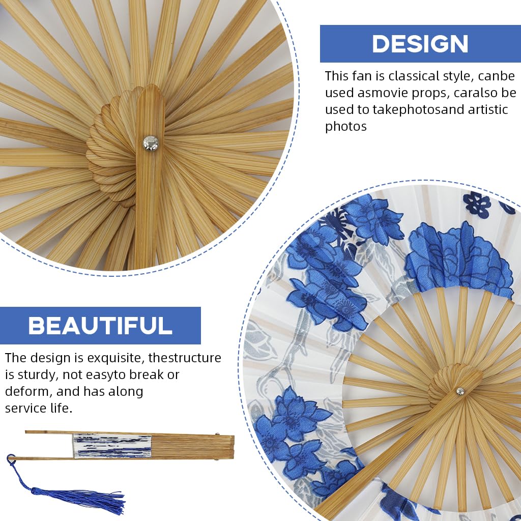 HASTHIP Round Handheld Fan for Wedding and Home Décor with Bamboo Frame and Fabric Art | Ideal Gift for Women