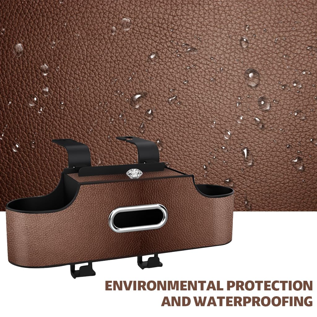 STHIRA Car Organizer for Backseat with Dual Compartment Cup Design and Hooks | 2PCS PU Holder