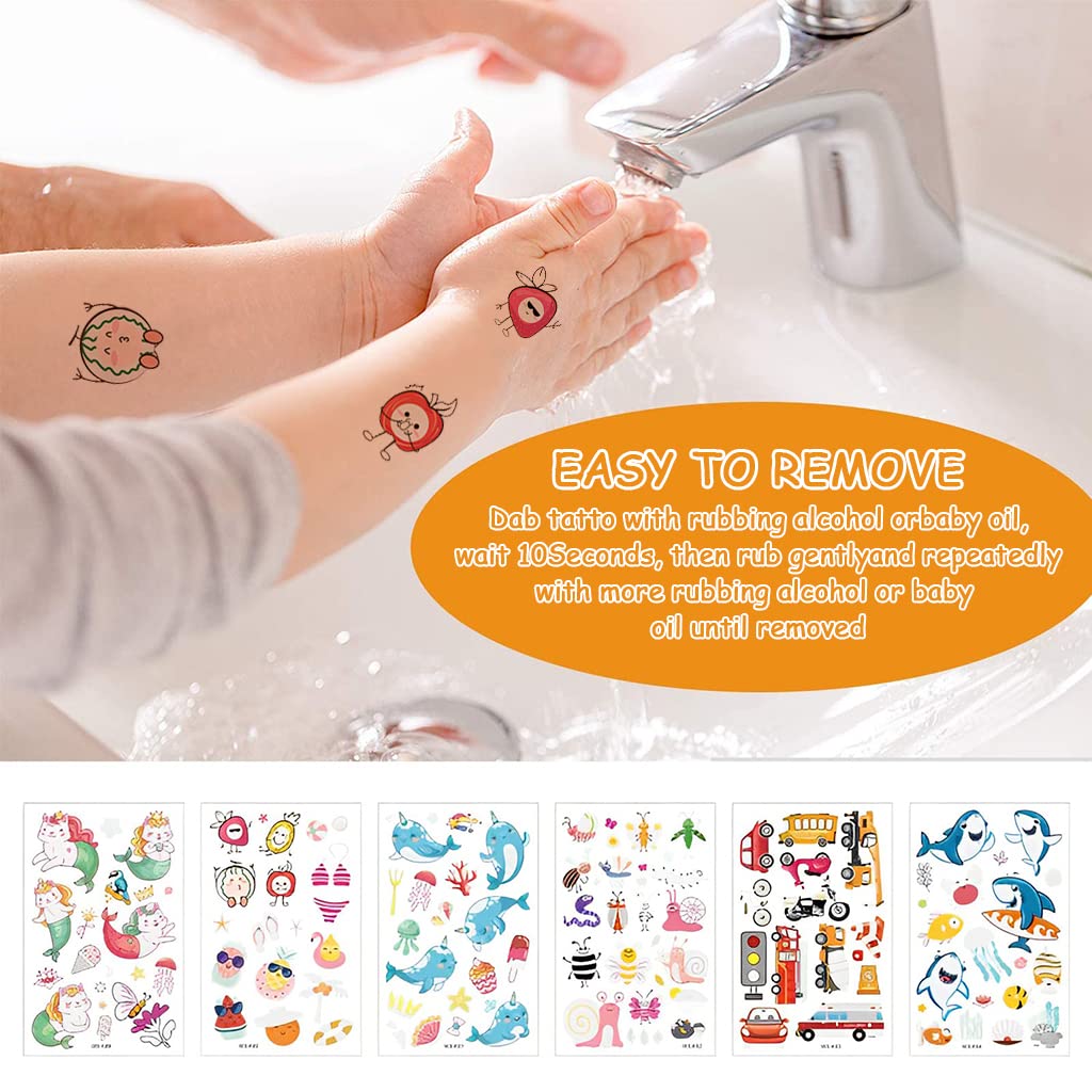 MAYCREATE Temporary Tattoos for Kids with 16 Sheets 7.6×12cm | Waterproof Night Glow Stickers