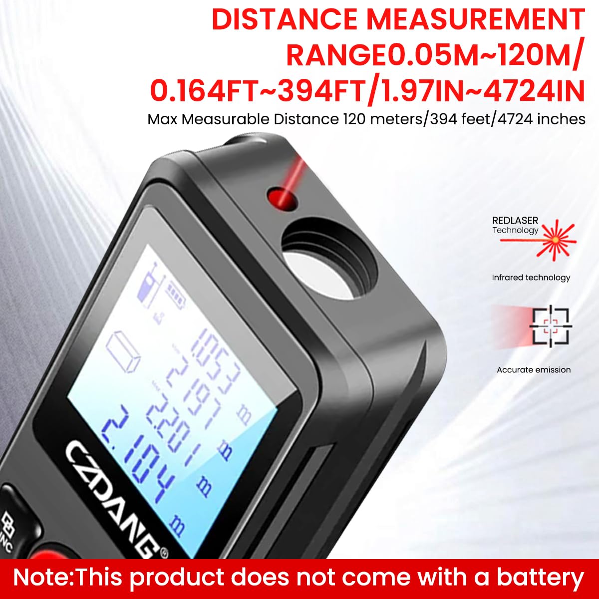 Serplex Laser Distance Measurer 120m for Construction with Dual Bubble Level | LCD Backlit Display