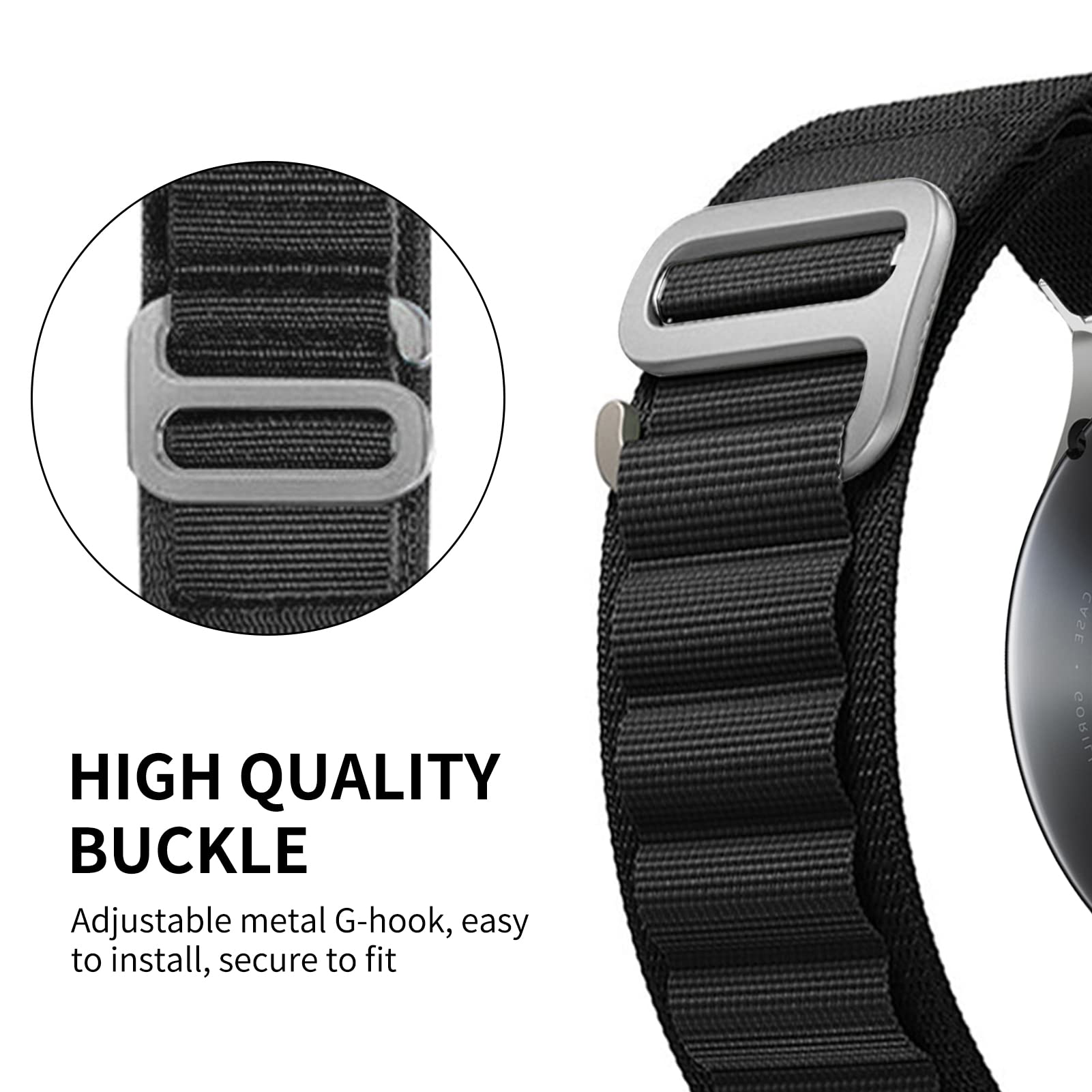 ZORBES Nylon Watch Band for Samsung Galaxy Watch 4 and 5 | Adjustable 20mm Strap with Hook and Loop Lock
