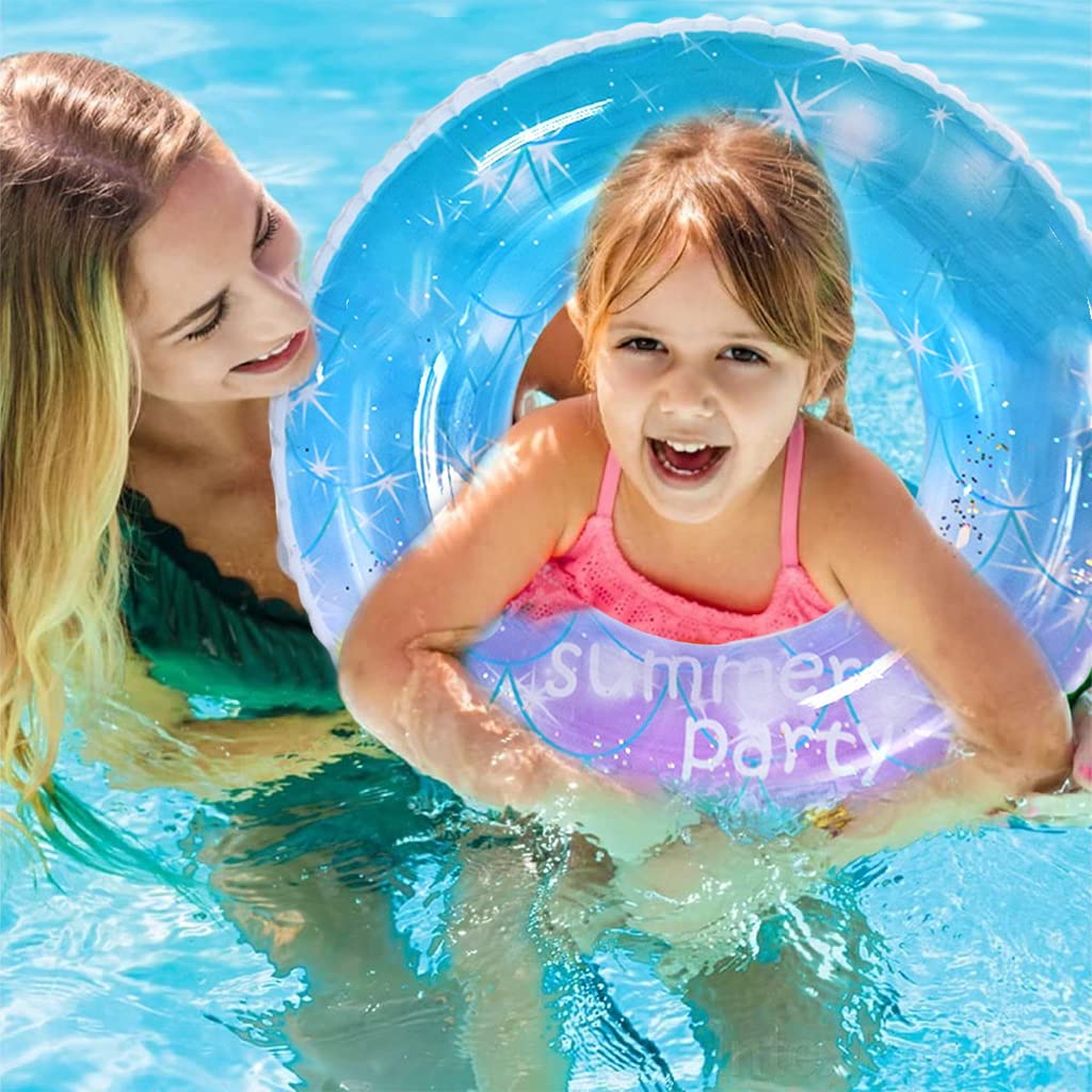 Proberos Inflatable PVC Swimming Ring for Kids 2–4 Years with Handles and Glitter Print | 50 cm Pool Float