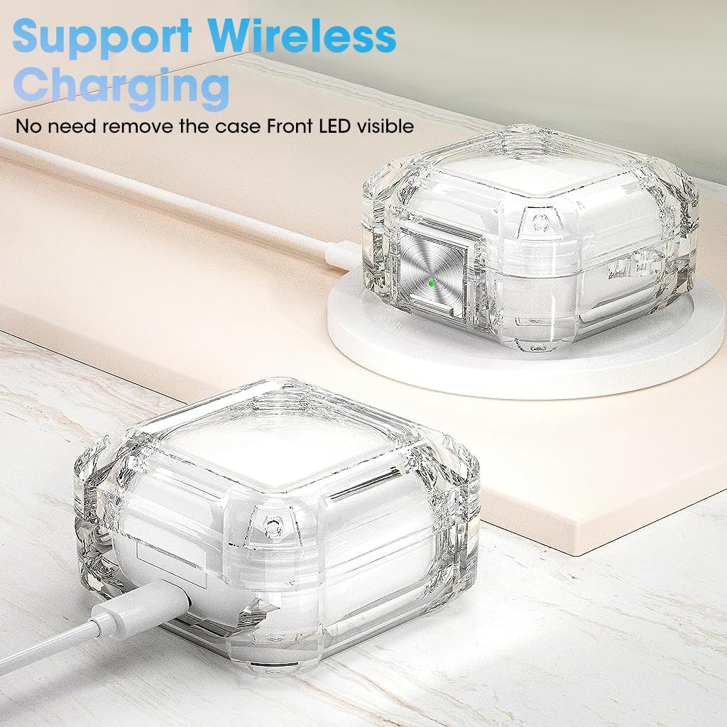 Zeitel Shockproof Earbud Protective Cover for Samsung Galaxy Buds2 Pro with Metal Lock and Air Cushion | White TPU Wireless Charging Case