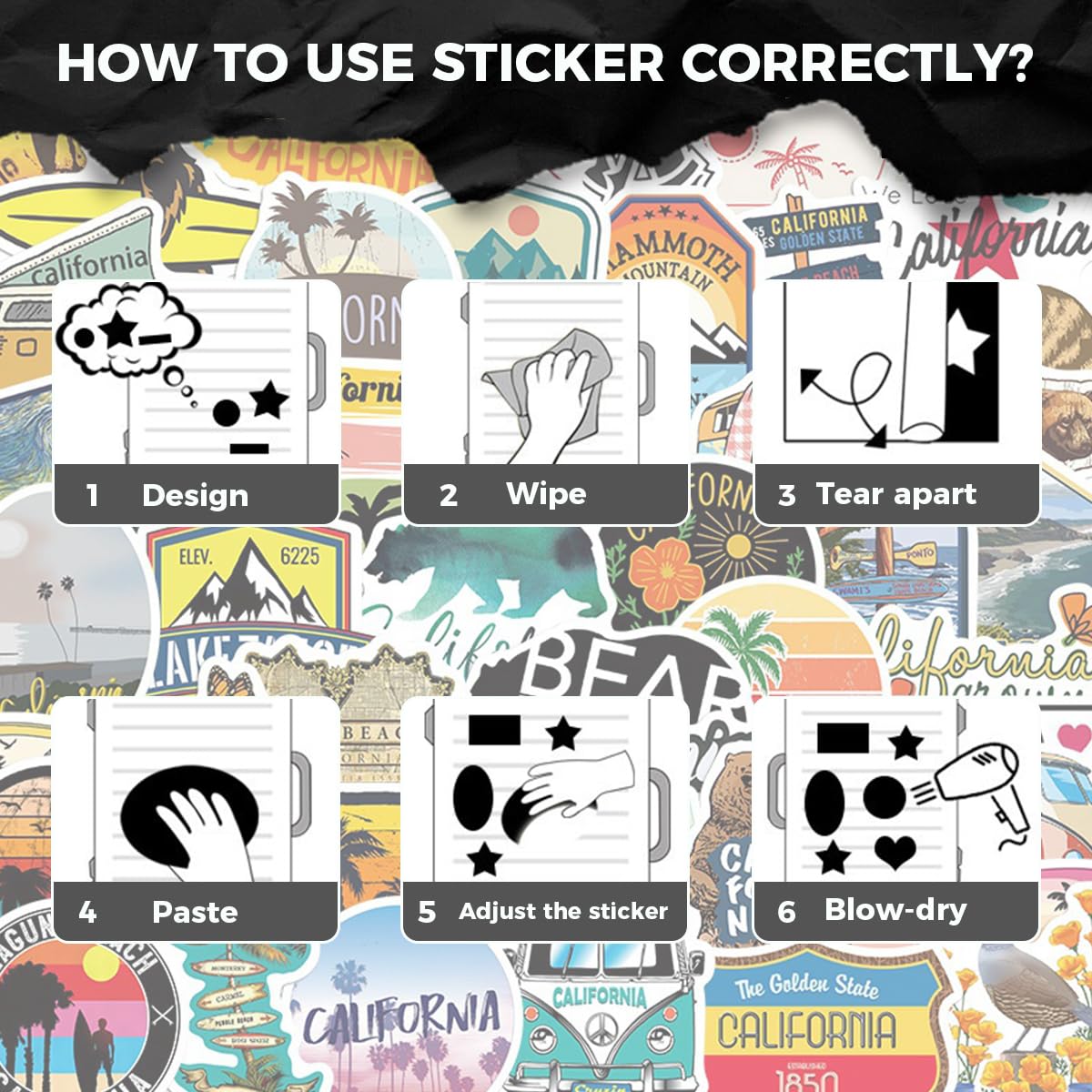 OFIFO Travel Stickers Pack for Laptops and Scrapbooks featuring 50 Waterproof Vinyl Designs