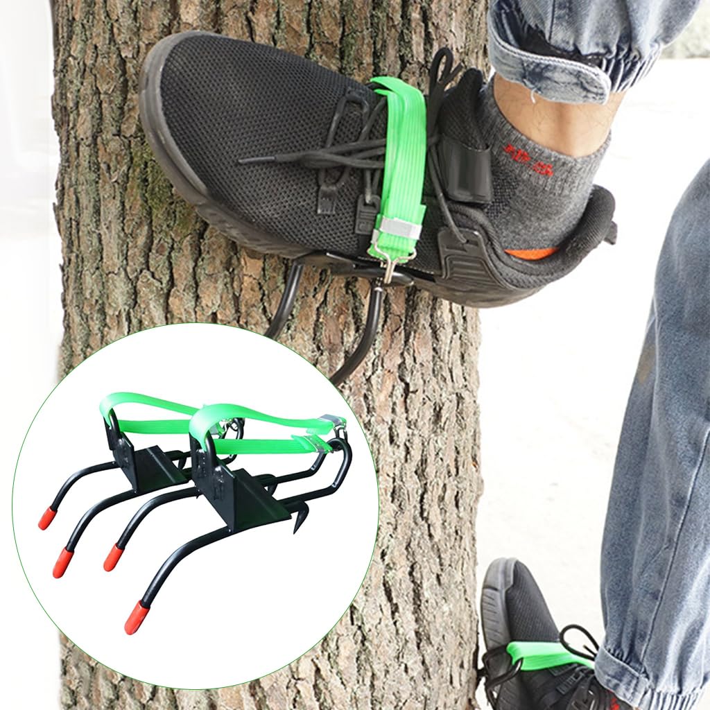 HASTHIP Tree Climbing Gear with Stretchy Fastening Foot Straps, Heavy Duty Stainless Steel Thicken Foot Buckle, Adjustable Tree Climbing Foot Buckle, Climbing Gear for Fruit Picking