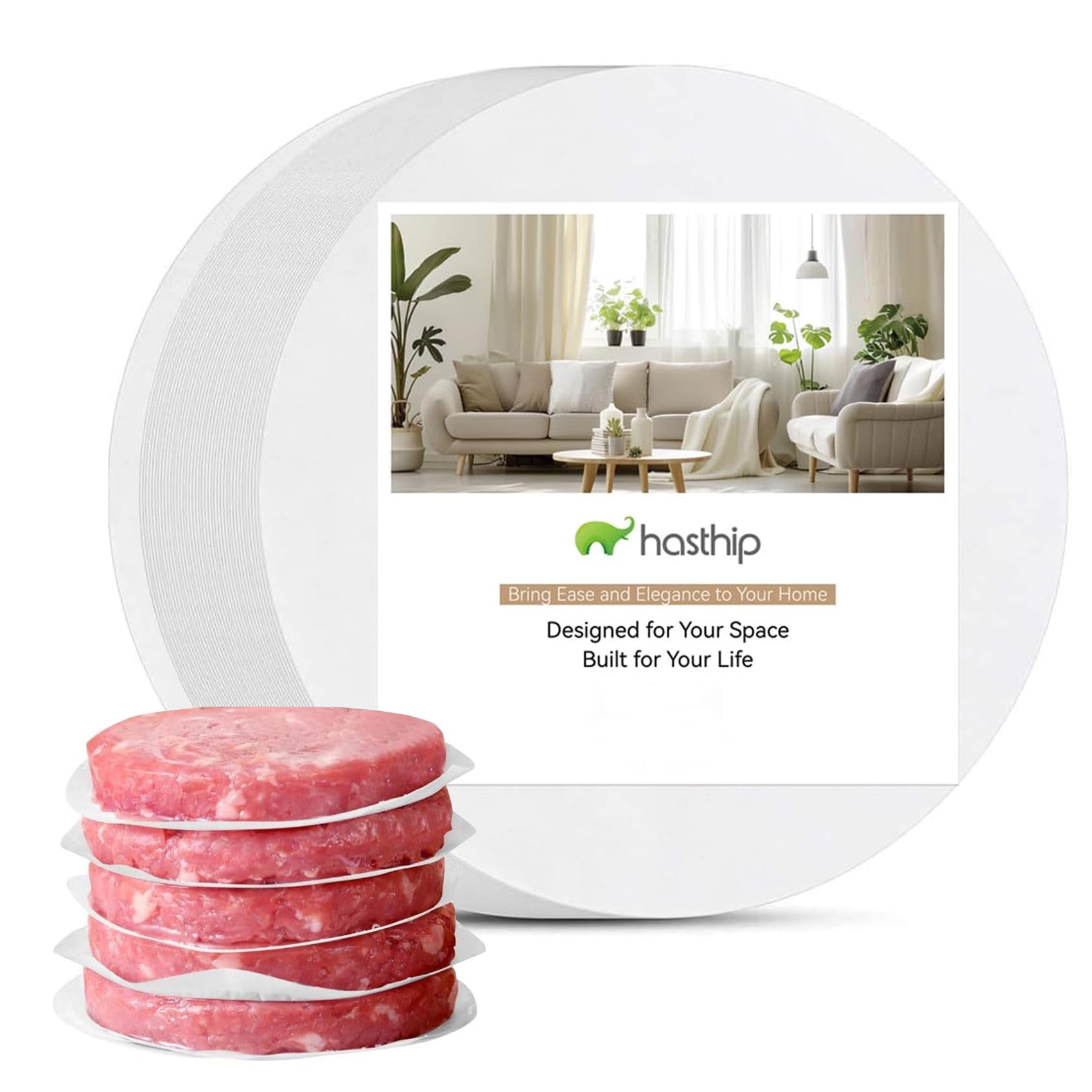 HASTHIP Burger Patty Separator Sheets for Food Prep with Non Stick Silicone Coating 200 Count