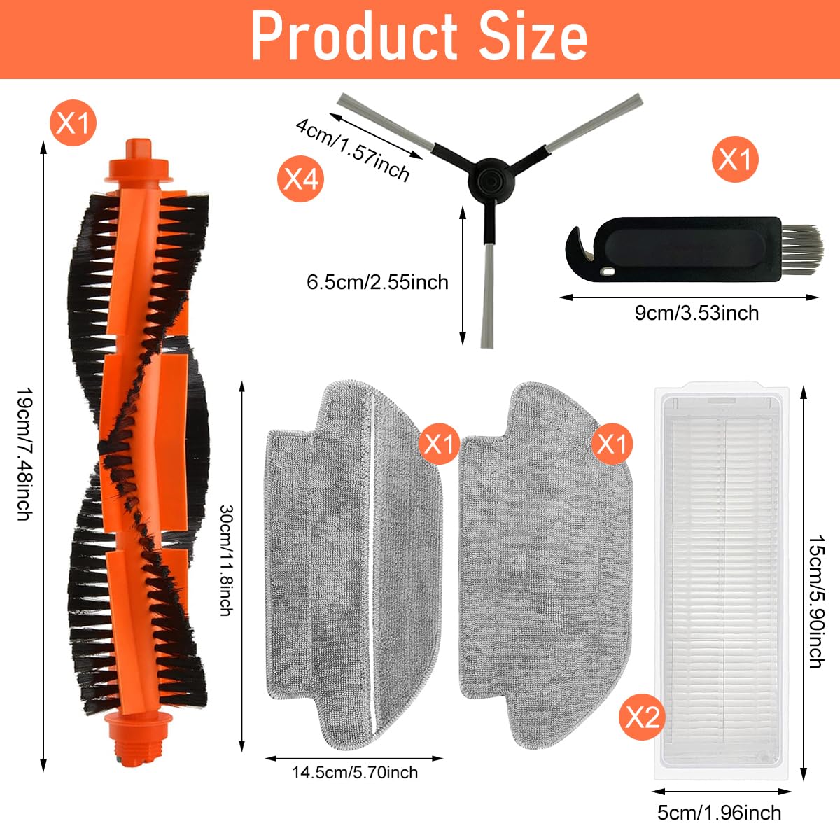 Verilux Sweeping Robot Accessories Set for Mi Vacuum Cleaner 10S | 2PCS Replacement Parts