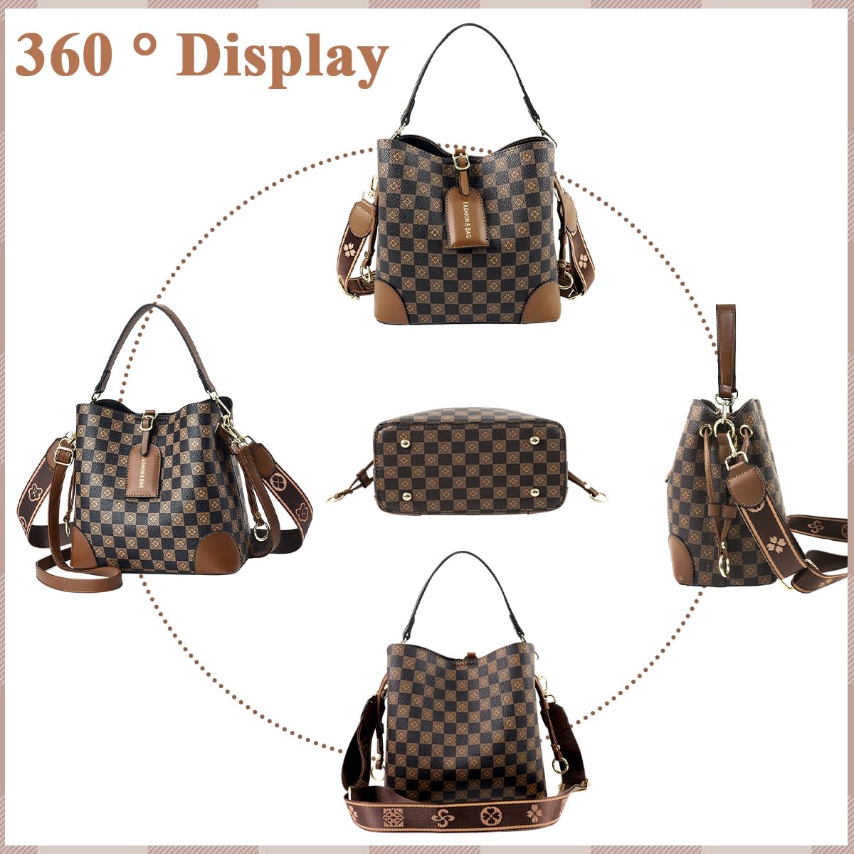 PALAY Cross Body Bag for Women with Two Adjustable Straps and PU Leather Bucket Design