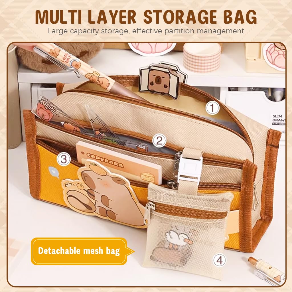 Climberty Capybara Stationery Set for Students with 64 Pcs Cartoon Supplies | Cute School Gift