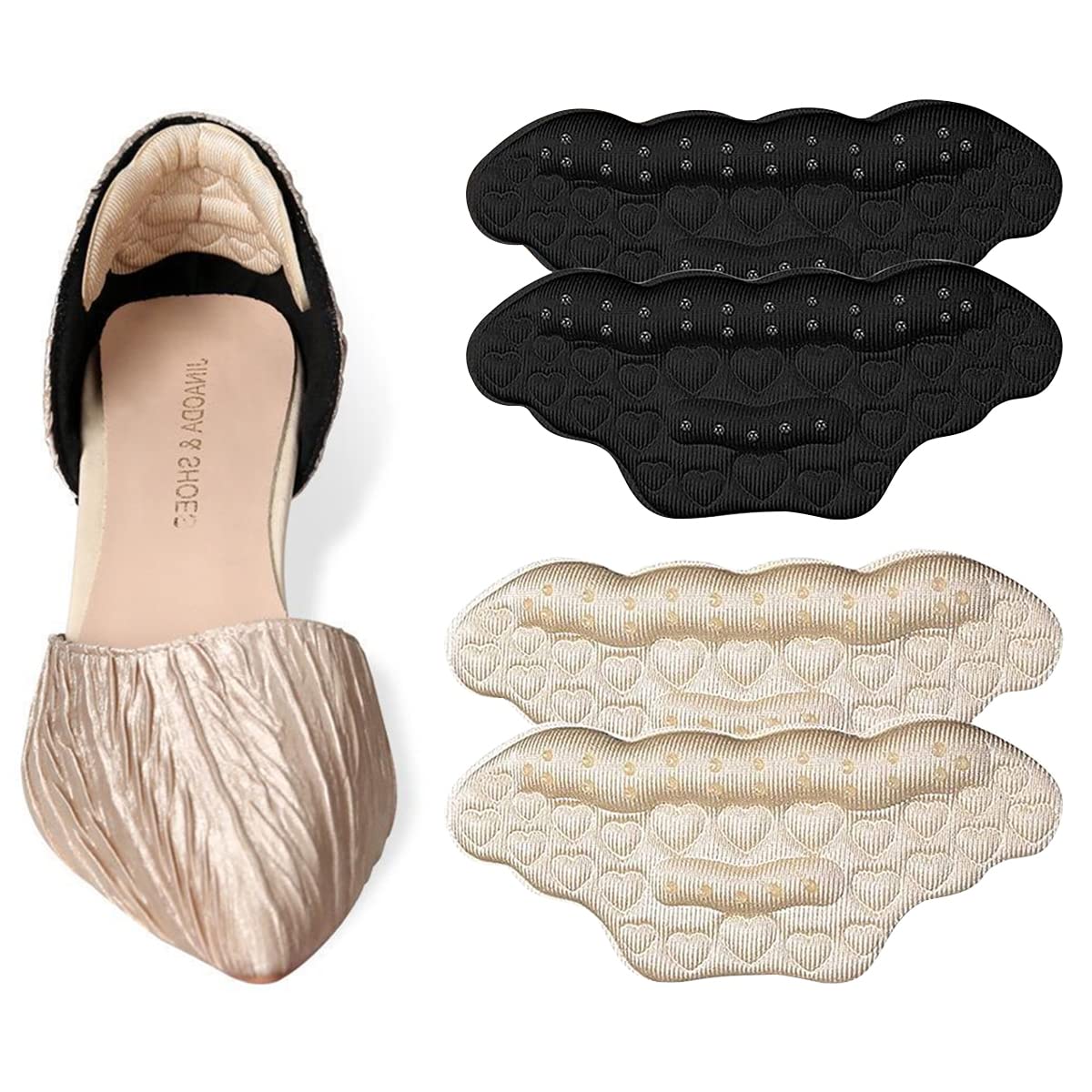 GUSTAVE Heel Grip for Women with Self Adhesive Cushion Pads and Microsuede Sponge | 2 Pairs