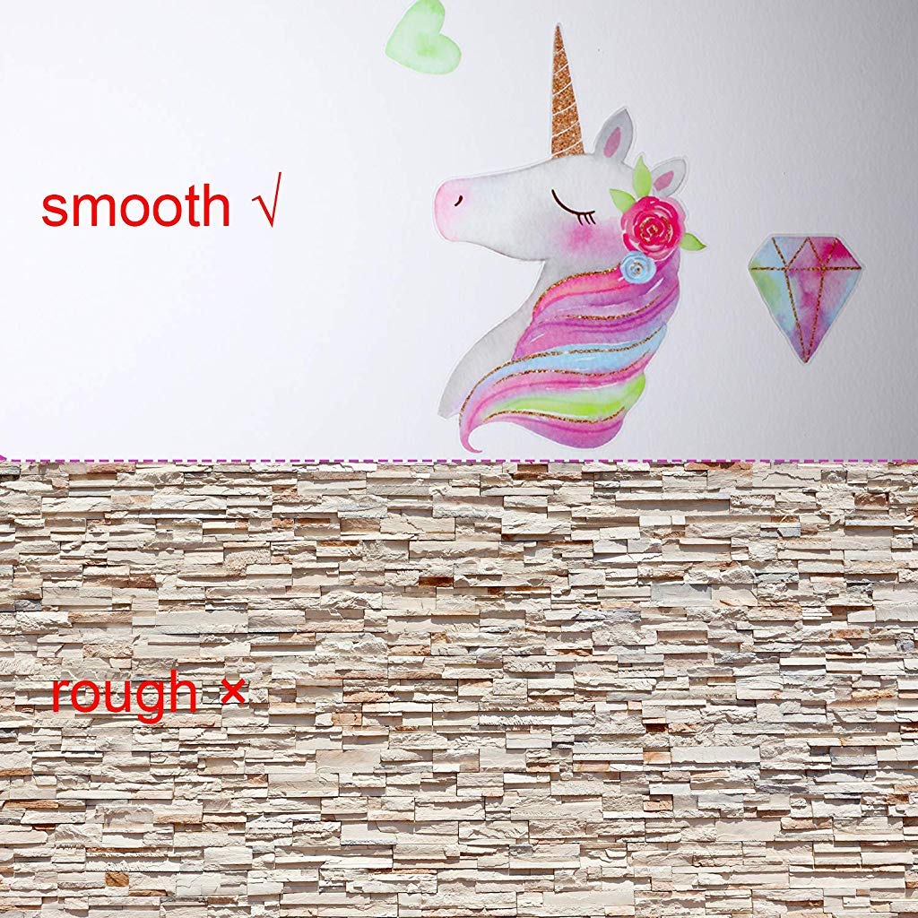 HASTHIP Unicorn Wall Sticker for Kids Room with Self Adhesive Back 23.6 x 8.9 in PVC Pink | Botanical Pattern