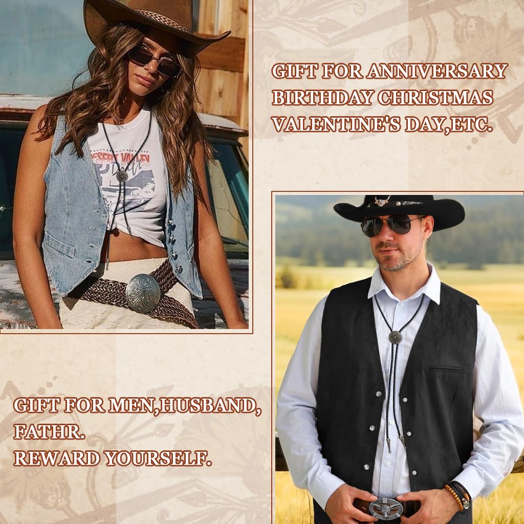 GUSTAVE Necklace for Men featuring Embossed Flower Pendant with Leather Rope Chain | Unisex Punk Accessory for Party and Concert Wear