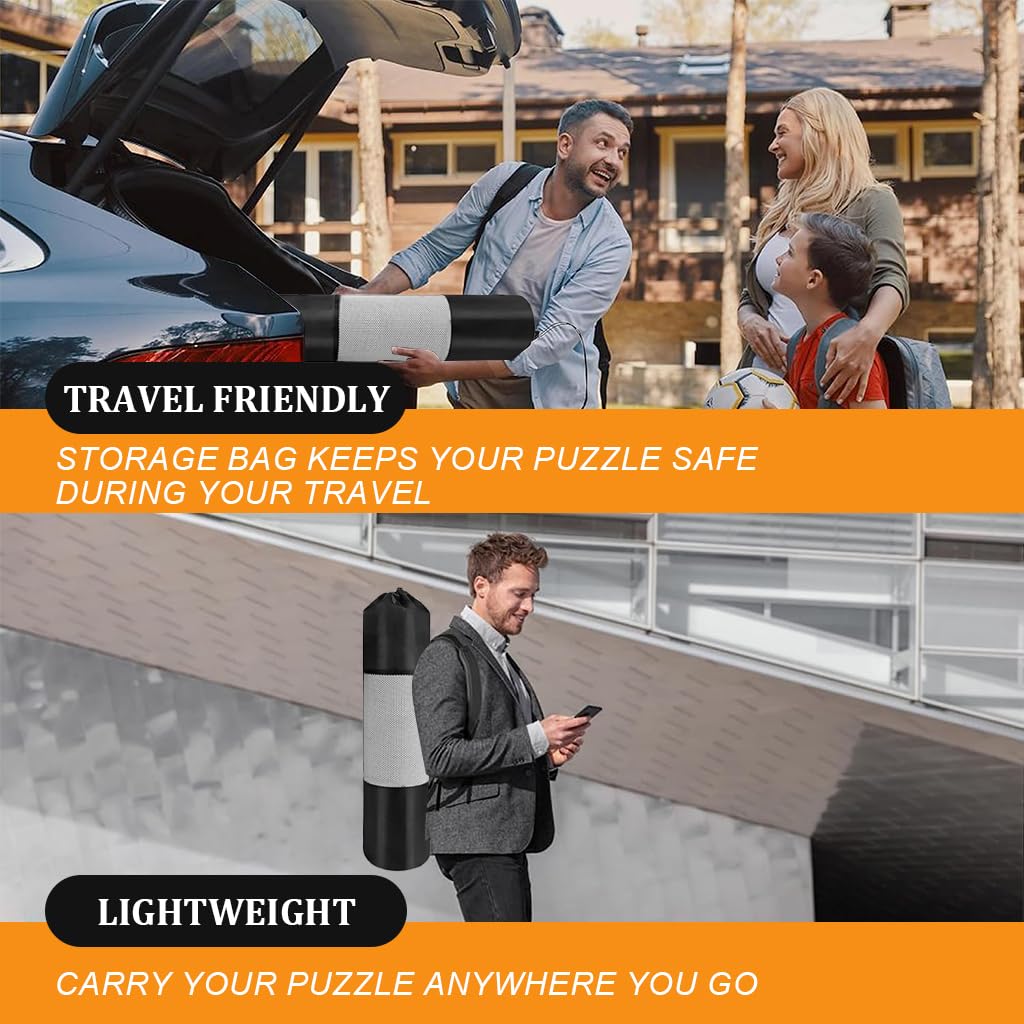 PATPAT Felt Puzzle Floor Mat for 1500 Piece Jigsaw Storage with Air Pump and 4 Trays