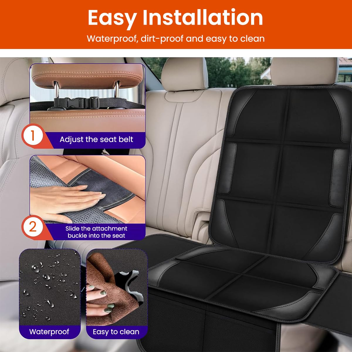 STHIRA Car Seat Cover Protector for Baby and Toddler Seats with 3 Side Pouches | Waterproof