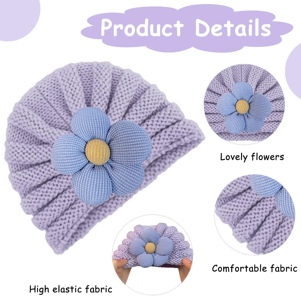 SNOWIE SOFT Baby Winter Hat Set for 0–2 Years with Stretchy Brim and Knitted Flower | Pink