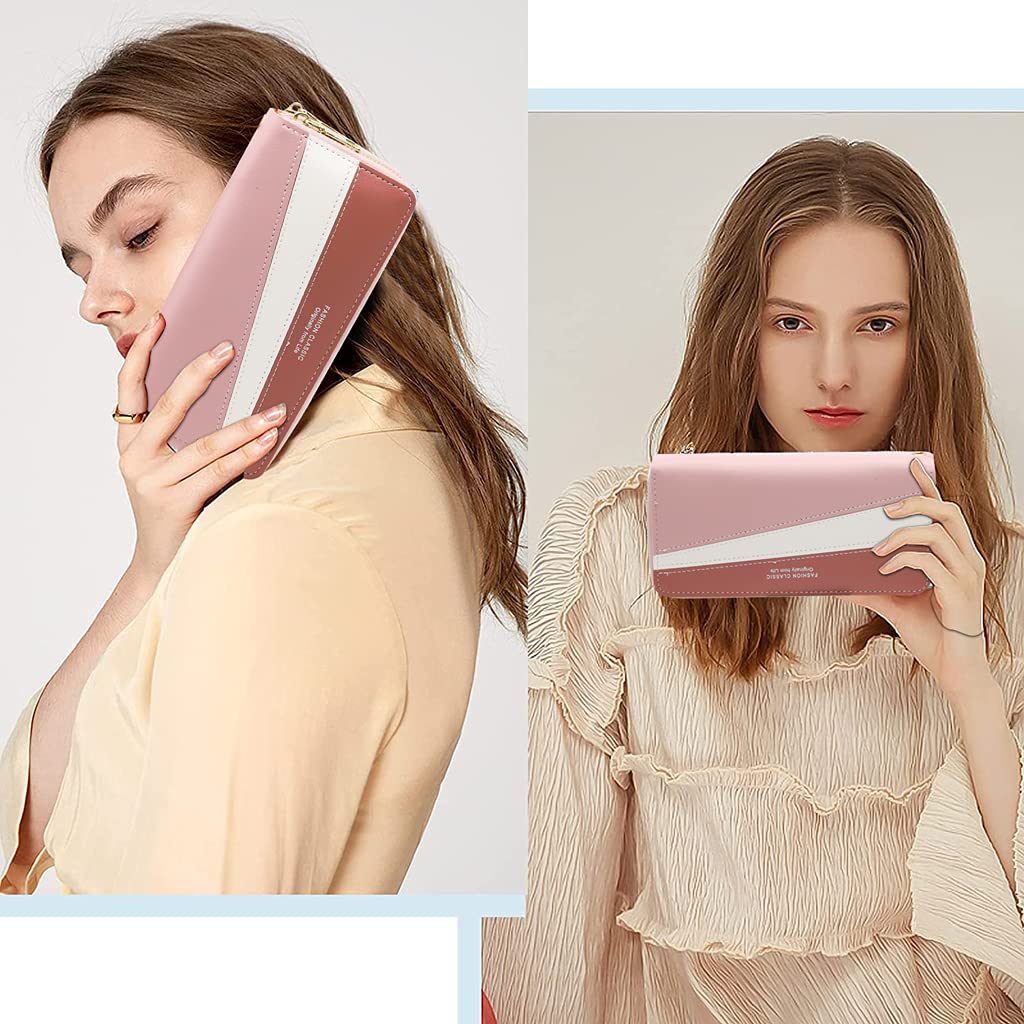 PALAY Women's Long Wallet for Daily Use with Double Zip 19x11x4cm PU Leather | Multi Card Holder