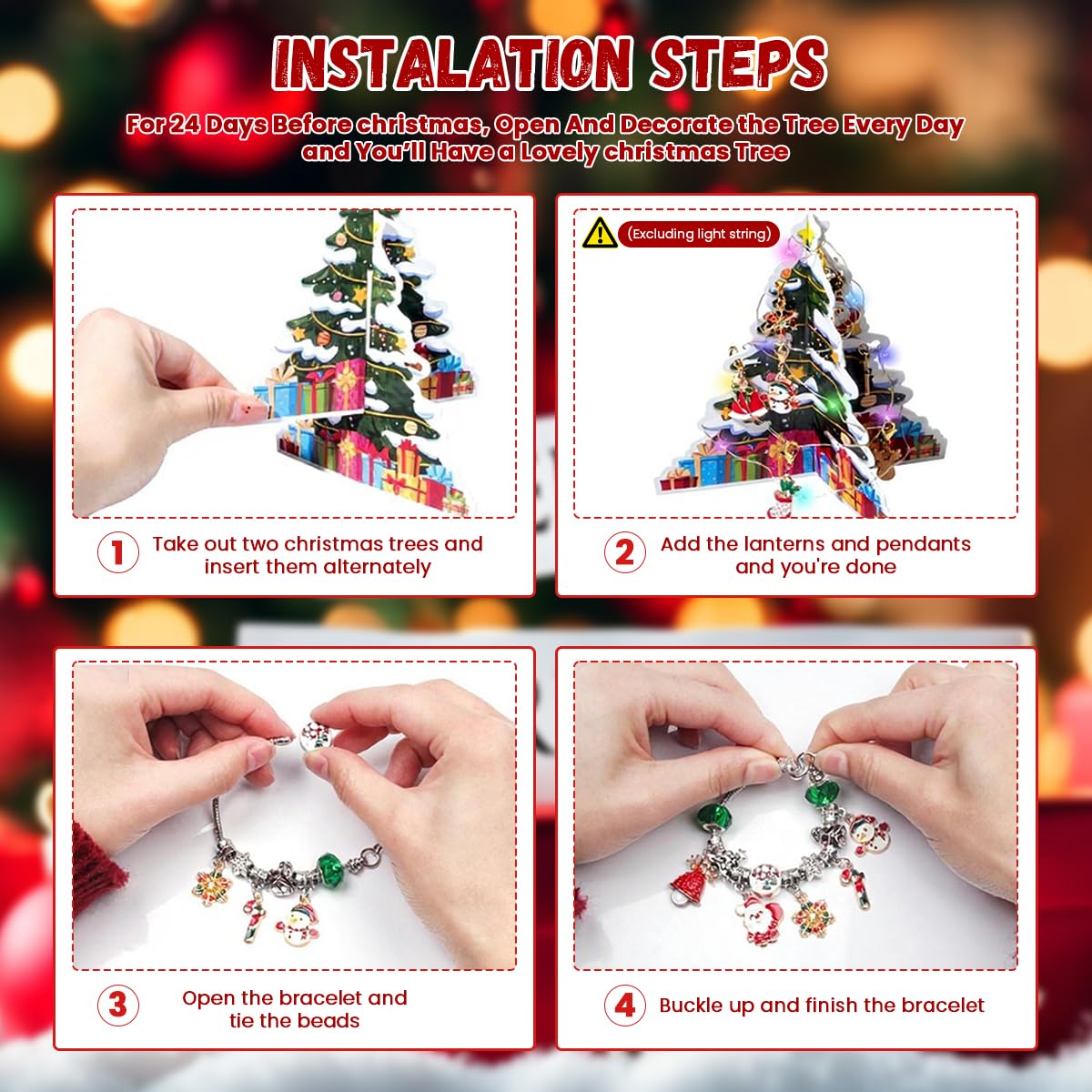 SANNIDHI Christmas Advent Calendar 2025 with 24 Grids and 22 Charms for Girls Jewelry Making | Fun Xmas Countdown Gift