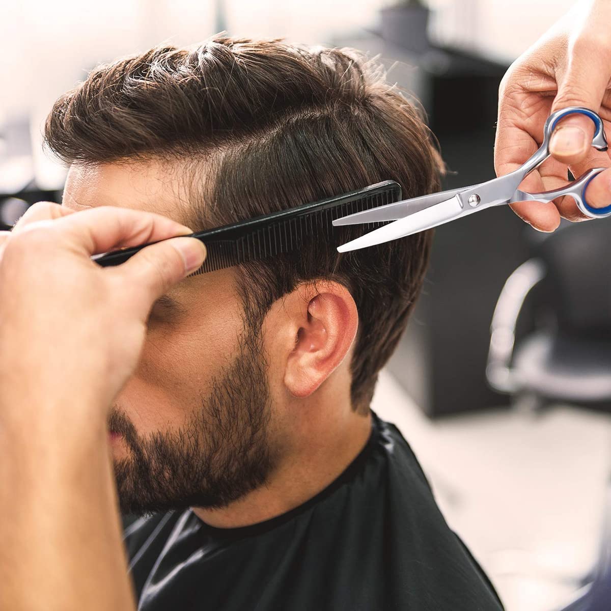 MAYCREATE Hair Cutting Scissors Kit for Home and Barber Use with Adjustable Screw | 2 PCS Stainless Steel Set with Case