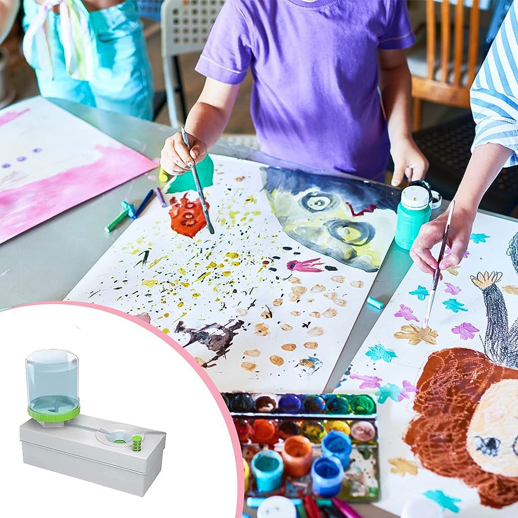 HASTHIP Paint Brush Cleaner for Artists with 250 ml Water Tank and Flushing Button | Plastic Rinser