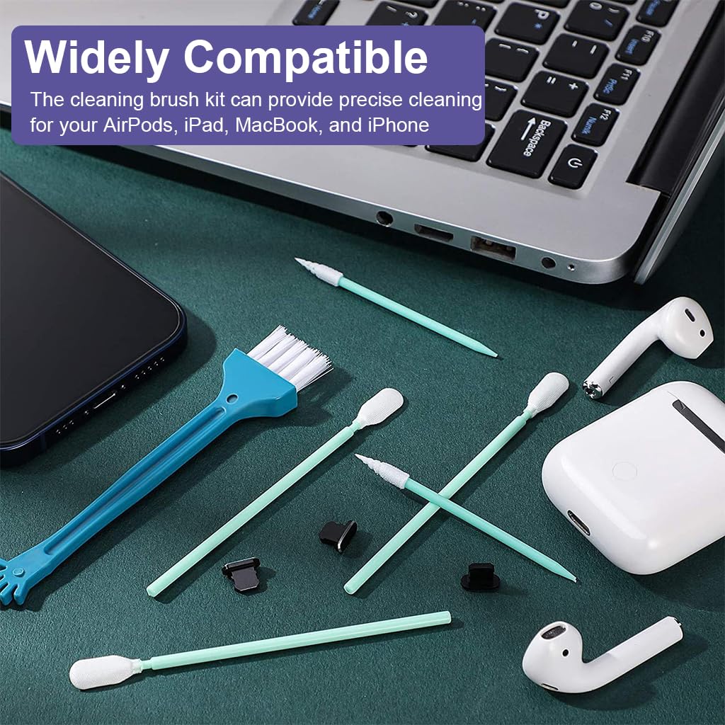 ZORBES Anti Dust Plug Kit for iPhone 14 to 11 with 5 Swabs and 5 Spade Tools | Metal Port Cleaning Set