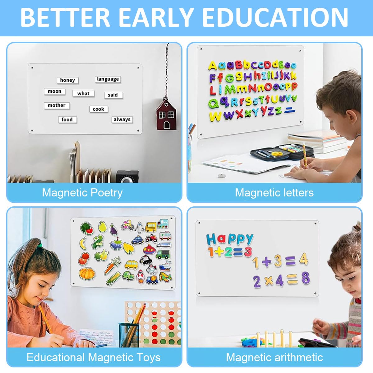 OFIFO Magnetic Board for Wall with Dual Installation and 16.9 x 11.8 in Steel Surface | Home and Office Display