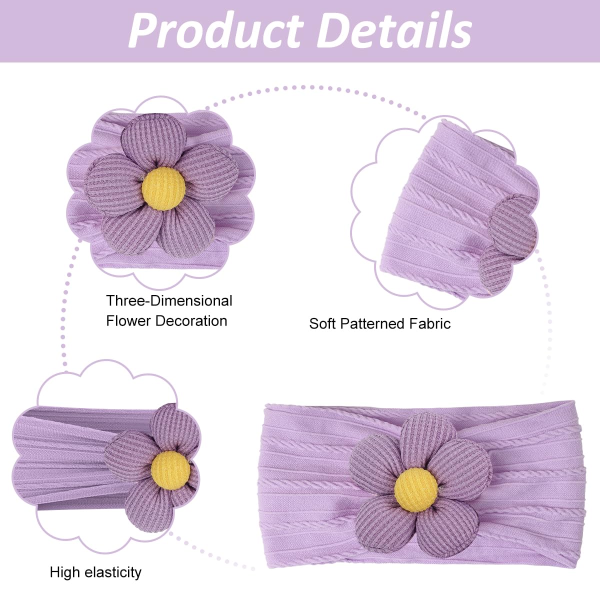 SNOWIE SOFT Flower Hair Bands for Baby Girl with Socks Set in Purple | Breathable Nylon