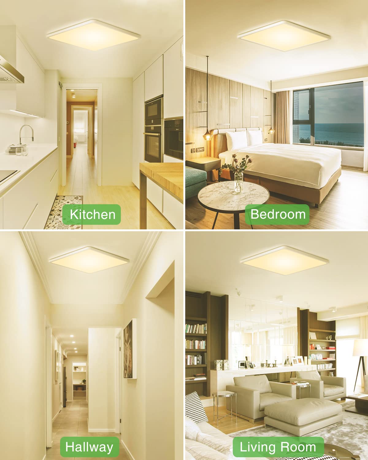ELEPHANTBOAT LED Ceiling Light for Room with 24W 6500K Cool White Brightness | 30×30cm Square Flush Mount