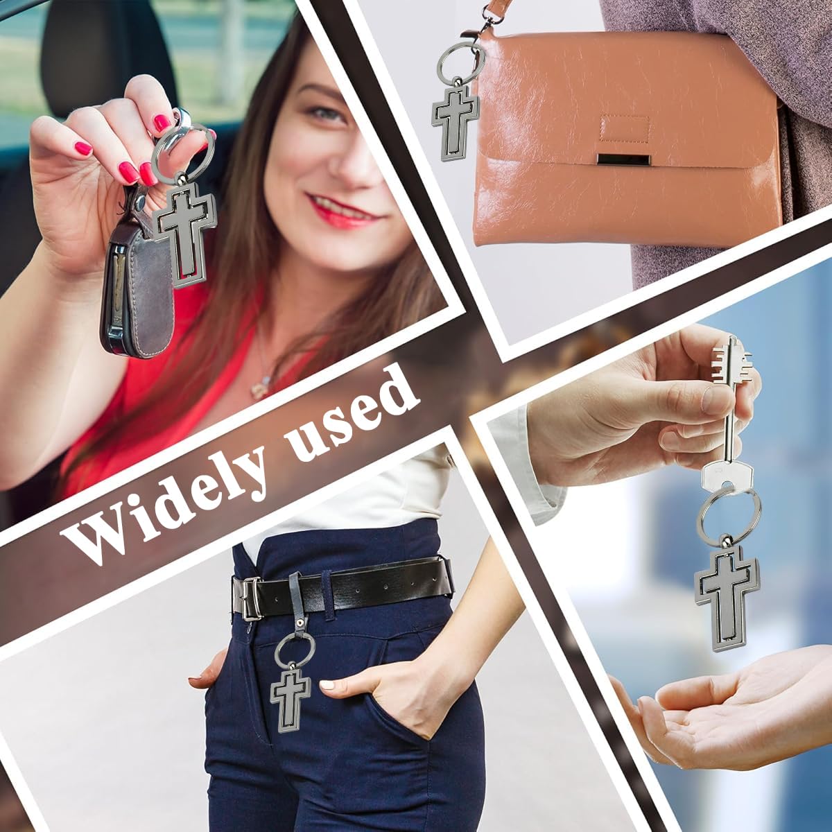 HASTHIP Cross Keychain for Home and Car Keys featuring 360° Rotating Cross | Zinc Alloy 4.57×2.83×0.28 in