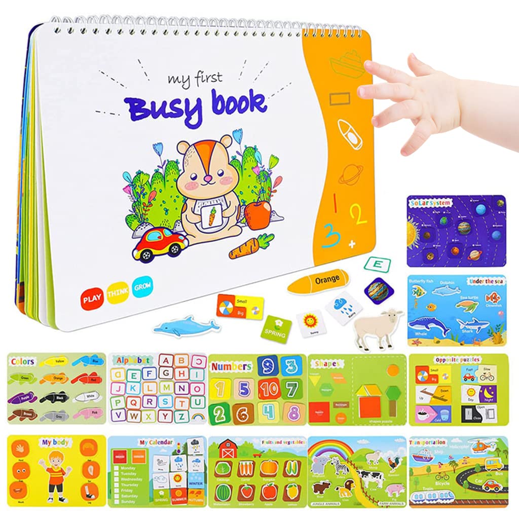 PATPAT® Montessori Busy Books for Kids, Autism Sensory Educational Toys, 12 Themes Busy Book for Toddlers 1-3 Boys & Girls ,Preschool Activity Binder Learning Toys for Kids to Develop Learning Skills