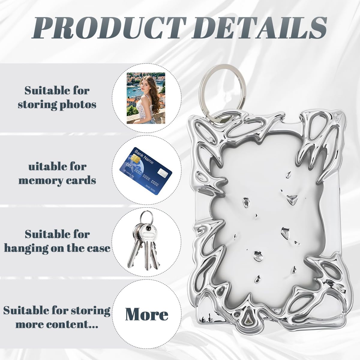 PATPAT ID Card Holder for 3x4 Cards with Metal Keyring | Clear PS Sleeve in Y2K Futuristic Style