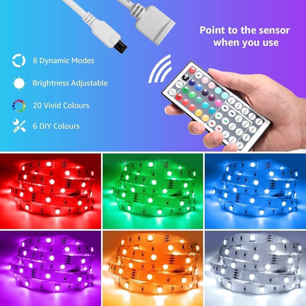 ELEPHANTBOAT® RGBIC Led Strip Lights with Remote 5M/16.4Ft Led Strips for Home Decoration WiFi App Control Smart RGB Led Strip Work with Alexa and Google Assistant Music Sync for TV Gaming Room Party