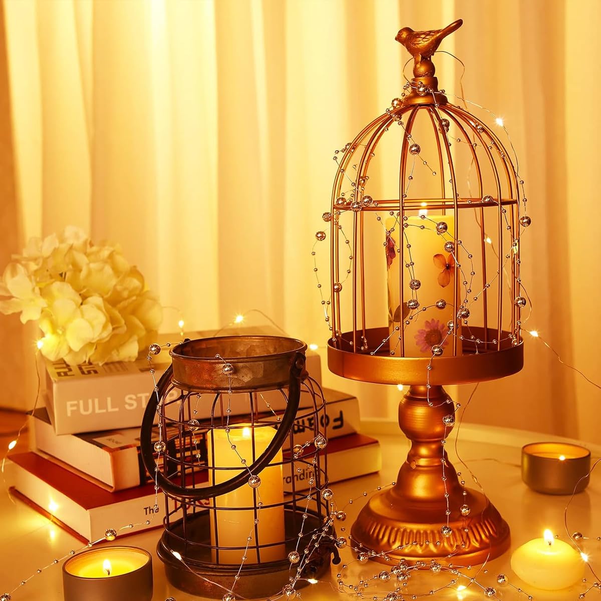 HASTHIP Artificial Pearl String for DIY Crafts and Decor featuring 3mm and 8mm Beads | 16.4ft White