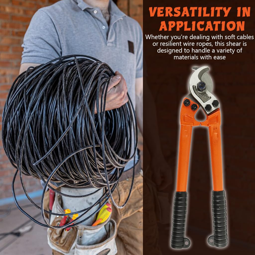 Serplex Cable Cutter for Soft and Hard Steel Wire featuring 14 in Long Handle and Anti Slip Grip