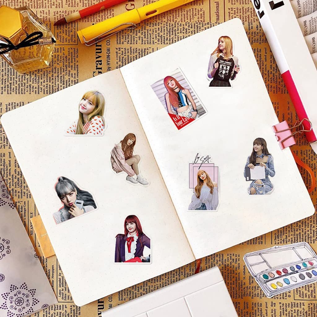 HASTHIP 50 Sheet BLACKPINK Member Lisa Sticker Phone Case Sticker Decorative Stickers for Sketchbook, Laptop, Guitar Sticker, DIY Wall Decoration Sticker