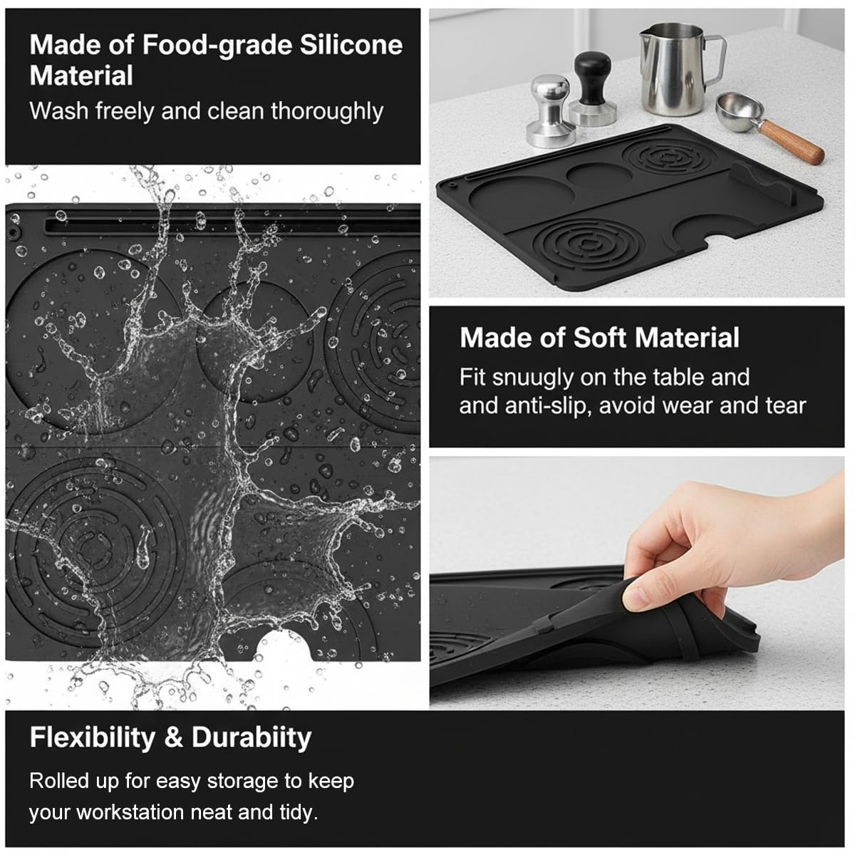 Supvox Silicone Coffee Machine Mat for Espresso and Coffee Makers 9.8x7.8 in | Non Slip Heat Resistant Countertop Protector