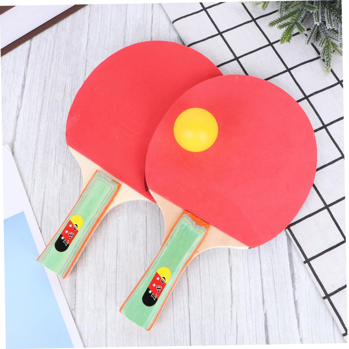 Proberos Table Tennis Racket Set for Kids with 3 Balls and Ergonomic Handles | 5 Ply Basswood Blades